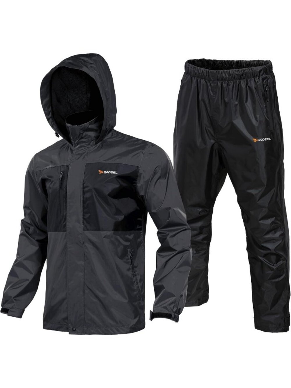 Men's Waterproof Fishing Rain Suit with Fleece-Lined Collar & Durable Rain Pants